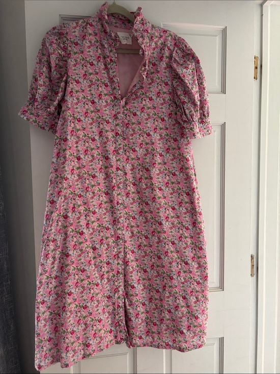 Hyacinth House Dresses & Skirts - Light Pink Floral Ruffle-Neck Midi Dress